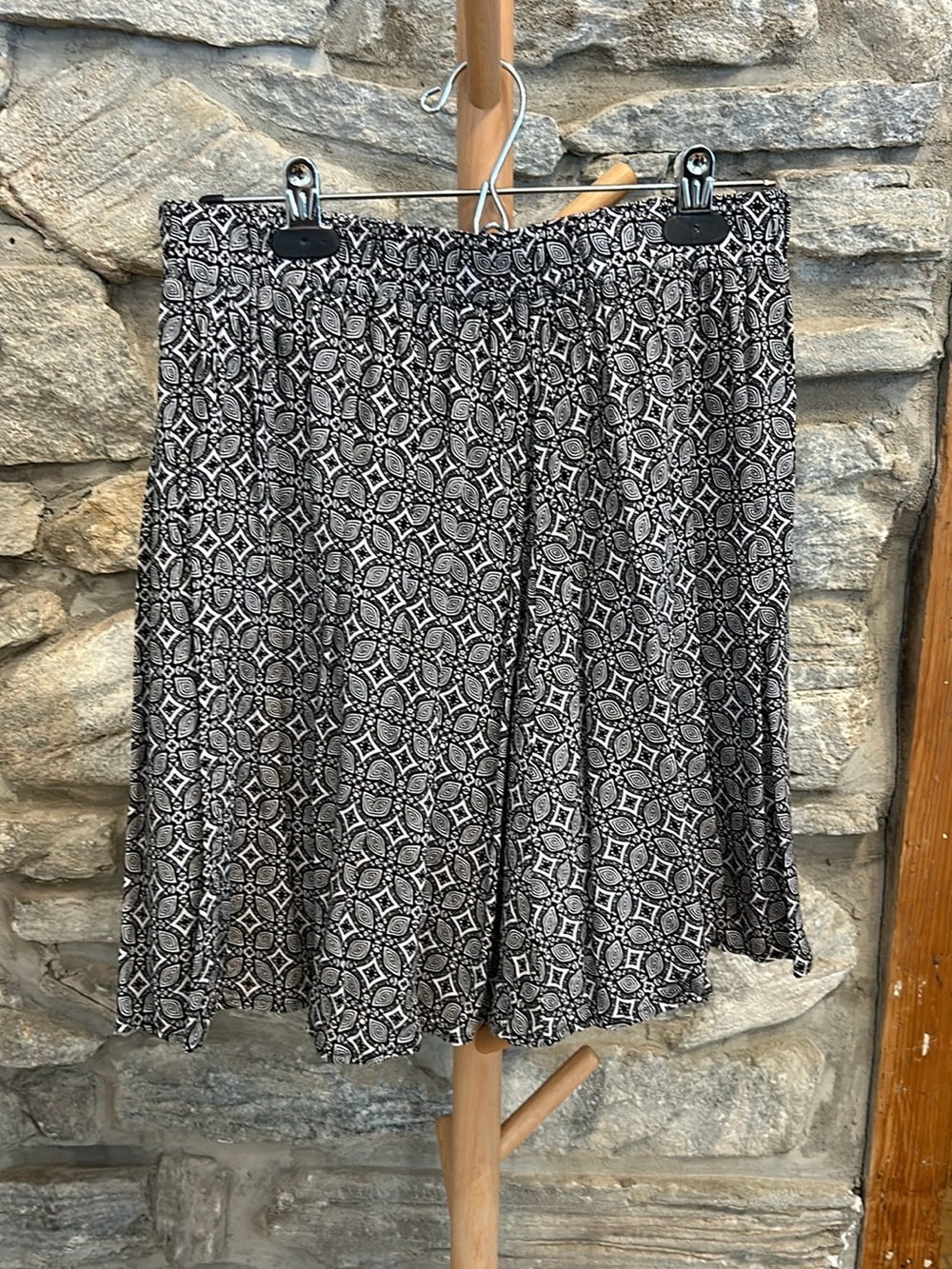 George Black & White Geometric A-Line Skirt